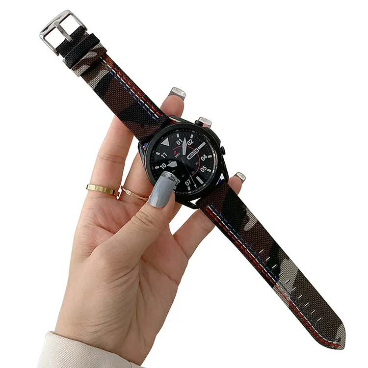 For samsung galaxy watch band Lychee Pattern Leather Strap for HUAWEI GT 2 Amazfit GTR 2 GTS for Oneplus leather bands 22mm 20mm
