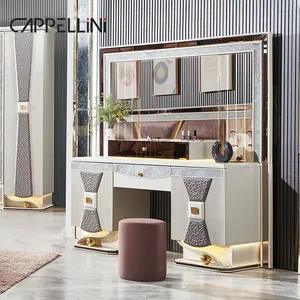 Modern Luxury Dressing Table With Mirror And Drawers Wooden Makeup Vanity Bedroom Furniture Sets Makeup Vanities