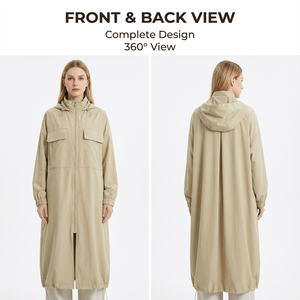 Abrigo Largo con Capucha para <span class=keywords><strong>Mujer</strong></span>, Largo hasta la Rodilla, Dos Bolsillos Grandes, Dobladillo, Cierre Completo con Cremallera, Ropa de Abrigo Informal para Viajar al Trabajo - Product Image 5