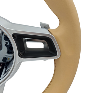 Volante de Cuero Beige Albaricoque sin Botones para Porsche 92A Cayenne 95B Macan 911 991.2 Carrera 982 718 Boxster Cayman - Product Image 4