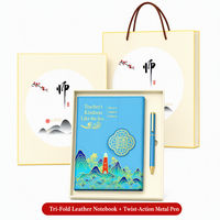 Coffret Cadeau Personnalisé Fête des Enseignants : Bouteille Isotherme en Titane, Stylo à Mécanisme Rotatif, Carnet, Marque-page en Laiton Style Chinois – Cadeau d'Entreprise