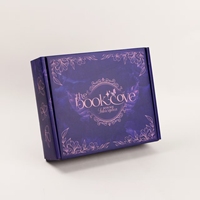 Boîte d'expédition personnalisée en carton ondulé avec dégradé violet, boîte à rabat pour abonnement, boîte cadeau pour cosmétiques, certifiée FSC
