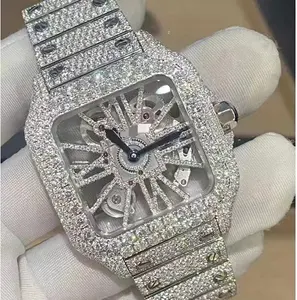 Часы премиум-класса для мужчин и женщин, изящный набор из муассанита с бриллиантовой оправой, выполнены на заказ
