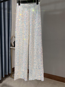 Autunno e inverno nuovi <span class=keywords><strong>pantaloni</strong></span> larghi con <span class=keywords><strong>paillettes</strong></span> lunghi drappeggiati luccicanti <span class=keywords><strong>pantaloni</strong></span> dritti Casual da donna - Product Image 6