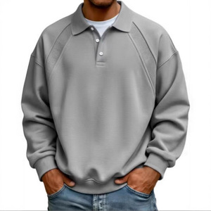 Maglione Polo da Uomo Semplice con Colletto Rovesciato e Bottoni, Casual e Comodo - Product Image 3