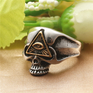 <b>Skull</b> <b>Ring</b> Stainless Steel Unisex Punk Style Freemason Eye Design Gift Jewelry - Product Image 2