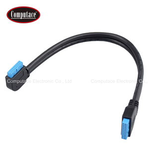 Câble IDC noir 20 broches 90° °   Angle droit à 180 degrés °   Câble d'extension de connecteur de carte mère droit de 300 mm, câble de données USB 3.0 pour panneau avant interne - Product Image 1