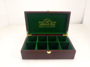 Luxury Wooden Tea Storage Chest Box - 6 Compartment Tea Bags Organizer Container With Clear Glass Window Lid