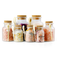 Garam Mandi Herbal Kristal Vegan Wangi Mawar, Garam Mandi Himalaya dengan Aroma Buah, Kelopak Bunga Kering, dan Irisan Buah