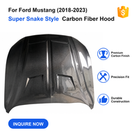 Capot de moteur en fibre de carbone pour Ford Mustang 2018-2023, style Super Snake, capot en fibre de carbone Mustang