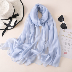 Moda liso Color sólido mujeres largo scaarf 180x110cm tamaño grande gasa seda manta <span class=keywords><strong>playa</strong></span> chal musulmán señora <span class=keywords><strong>pañuelos</strong></span> Hijab - Product Image 2