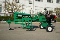 Fendeuse de bois hydraulique Huaheng certifiée CE, 50 tonnes, moteur à essence 15 CV, système de démarrage électrique, système de levage à coin 4 directions