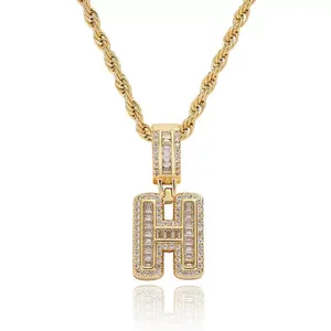 Moda Hip-Hop New <span class=keywords><strong>Rock</strong></span> Sugar Zircon alfabeto inglés letra encanto colgante collar <span class=keywords><strong>Punk</strong></span> hombres circón letra collar joyería - Product Image 3