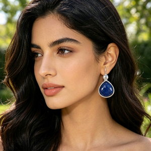 Pendientes de Plata con Piedra Azul Natural en Forma de Gota de Agua, con Engaste Clásico en Bisel, para Mujer, de R Art Palace - Product Image 1