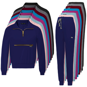 NIAAHINNTRSポリエステルレーヨンスパンデックス長袖ジャケット女性スクラブ伸縮性外科用スクラブユニフォームセット看護ユニフォームセット - Product Image 1