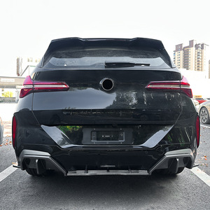 Amp-Z Rear Lip Spoiler Corner <b>Wrap</b> Piano <b>Black</b> Carbon Fiber Texture Matte Finish For Bmw X3 G45 M Sport 2024 2025 Tuning Style - Product Image 2