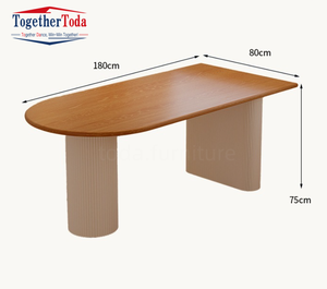 Table de salle à manger ovale en bois massif, style moderne et antique, simple, écologique, durable, avec plateau en bois, pour hôtel, restaurant, mobilier - Product Image 2