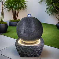 Fontaine cascade en grès en résine avec boule roulante Décoration murale Caractéristique d'eau pour jardin intérieur/extérieur Saison d'automne