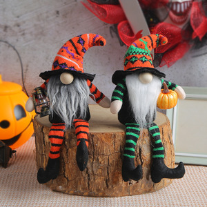 Muñeca de Bruja con Escoba para Halloween, Sombrero Alto, Patas Largas, sin Rostro, con Rayas, para Decoración de Festivales Fantasma, Accesorios de Arreglo, ¡Venta Caliente! - Product Image 2
