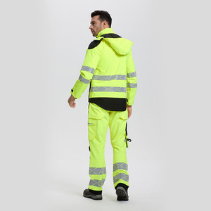 Conjunto de Ropa de Trabajo de Alta Visibilidad Fluorescente con Franjas Reflectantes para Uso en Fábrica, Taller y Exteriores, Amarillo, Poliéster - Product Image 5