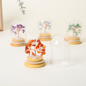 New Design Natural Crystal Healing Stone Craft Mini Crystal Lucky <b>Tree</b> Glass Bell Jar or Decoration - Product Image 5