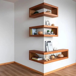 <b>Wall</b> Mounted Corner Shelf Wooden Tiered <b>Display</b> Rack For Living Room Book Storage Rectangle Shape Single Board Design - Product Image 3