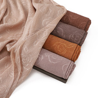 Nouveau Rose fleur imprimé froissé écharpes châles dames 180*68CM plissé froissé écharpe brillant paillettes tête Wrap Turban musulman Hijab