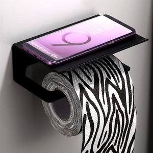 Newest 304 Stainless Steel Black Wall Mounted Bathroom Roll Tissue Toilet Holder With Mobile Phone <b>Shelf</b> - Product Image 4