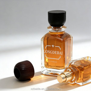 Botella de Perfume Cuadrada Vacía Personalizada OEM de Lujo, 30ml 50ml 100ml, Botella de Perfume de Vidrio Transparente de Calidad con Tapa de Madera - Product Image 2