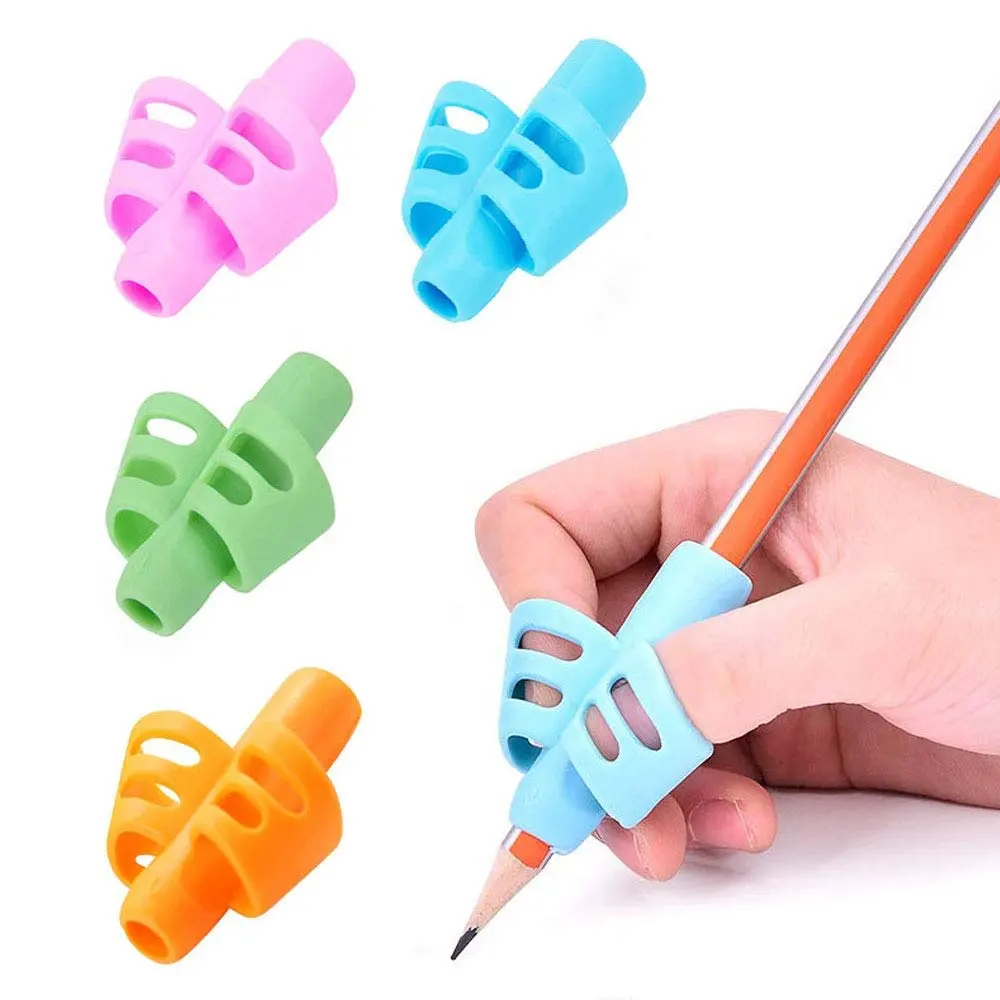 Children Pen Writing Aid Grip, silicone pen gripper high quality Correct Wrong Pen Holding and Sitting