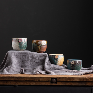 Taza de Cerámica Artesanal con Emblema de Girasol, Glaseado Retro Alterado en Horno, para Té Kung Fu, Matcha y Café - Product Image 3