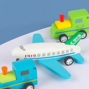 CE CPC Juguetes de Madera Natural para Bebés, Coches de Inercia, Trenes, Aviones, Mini Vehículos para Niños - Product Image 2