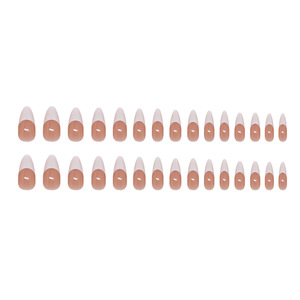 Prensa francesa minimalista Qianya en <span class=keywords><strong>uñas</strong></span> 30 piezas <span class=keywords><strong>uñas</strong></span> postizas largas de limpieza Simple puntas de <span class=keywords><strong>uñas</strong></span> de tono desnudo Natural con adhesivo desmontable - Product Image 2