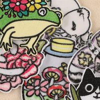 Offre Spéciale nouveau rond forme animale fleur Cactus champignon conception fer sur broderie patchs Badge pour la décoration