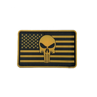 Patchs en caoutchouc PVC 3D doux avec drapeau américain Punisher, badges en silicone avec dos auto-agrippant