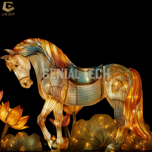 Lanterna del Festival di anno del cavallo cinese con la lanterna del fiore di loto SGL165 mostra di luce dello Zoo di festa - Product Image 4