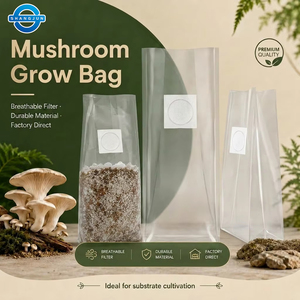 Sacs de <span class=keywords><strong>culture</strong></span> de champignons en PP transparent avec patch filtrant respirant 0,2 micron 60-80 microns autoclavables pour <span class=keywords><strong>substrat</strong></span> de <span class=keywords><strong>culture</strong></span> en gros - Product Image 1