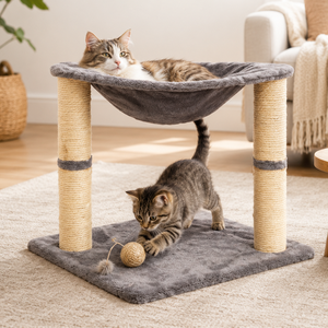 Moderno Tiragraffi per <span class=keywords><strong>Gatti</strong></span> Multilivello in Velluto Ecologico e Durevole, con Pali in Sisal e Struttura Rampicante in Peluche, Imballaggio in Cartone per la <span class=keywords><strong>Casa</strong></span> - Product Image 1