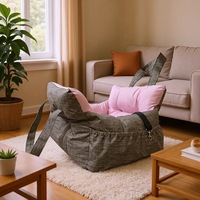 Coussin de voiture pour chien imperméable et pliable avec sangle de sécurité et appuie-tête, en tissu Oxford lavable, pour transport en voyage