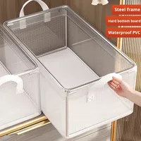 Boîte de rangement pliable moderne en PVC transparent et écologique pour vêtements, pantalons, sous-vêtements, chaussettes – Technologie d'injection