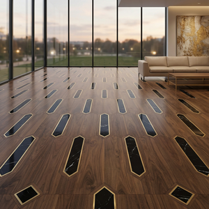 <span class=keywords><strong>Parquet</strong></span> en bois incrusté de marbre, silencieux, couche supérieure de 3 mm, ignifuge, sans formaldéhyde, étanche, à clipser, pour salon et villa - Product Image 2