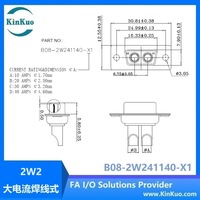 Connecteur D-SUB femelle 2W2 à souder, haute puissance, contact en laiton 10~40A pour assemblage de câbles d'alimentation industriels