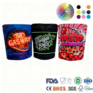 Bolsas de Mylar con Cierre Zip, Personalizadas con Logotipo, de Plástico, con Forma Especial Única, de 3.5g, 14g, 28g y 1lb, Planas, Suaves al Tacto, Troqueladas - Product Image 1
