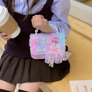 Borsa <span class=keywords><strong>a</strong></span> Tracolla alla Moda con Nuovo Fiocco in Pizzo Cartoon, Perla e Fiore, Graziosa <span class=keywords><strong>Borsetta</strong></span> per Bambini con Chiusura <span class=keywords><strong>a</strong></span> Coperchio - Product Image 4
