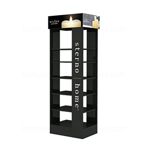 360° 4-Way Display Kiosk for Candle Shop Space Saving Metal Floor Racks with <b>Multiple</b> Tiers Booth for Aroma Candles & Diffuser - Product Image 6