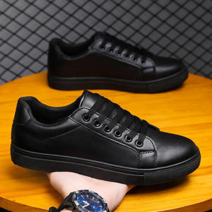 Chaussures de sport en cuir décontractées et simples pour hommes, blanches et noires, style running, skateboarding et marche. - Product Image 4