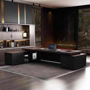 モダンラグジュアリー大型L字型オフィスデスクとチェアキャビネットの組み合わせCE認定エグゼクティブコンピュータデスク - Product Image 3