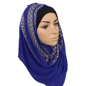 Bộ Sưu Tập Mới 2021 Phụ Nữ Thời Trang Hồi Giáo Rhinestone Hijab Long Lanh Lung Linh Hồi Giáo Khăn Voan Khăn Choàng Cưới Arab Shayla