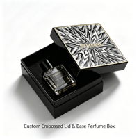 Boîte à parfum de luxe personnalisée avec couvercle et base en relief 3D, emballage en carton rigide à relief géométrique, marché américain