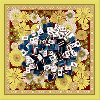 Mahjong Américain Patriotique Vintage, 166 Tuiles en Acrylique avec Tapis de Jeu Imprimé Marguerite Jaune Rétro, Cadeau